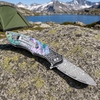 GT-DM017 76-Layer Damascus Folding Knife, Engraved Bolster & Colored BeadsHandle Ball Bearing EDC Pocket Knife GT-DM017 76-Layer Damascus Folding Knife, Engraved Bolster & Colored BeadsHandle Ball Bearing EDC Pocket Knife