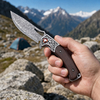 GT-DM029 Damascus Steel Folding Knife, Rosewood Handle Ball Bearing EDC Pocket Knife Tunafire