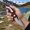 Ball Bearing Folding Pocket Knife GT-DM027, 58-59HRC Damascus Steel EDC Knife Tunafire