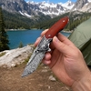 Premium Damascus Folding Pocket Knife GT-DM002, Carved Steel Bolster Desert Ironwood Handle, Smooth Ball Bearing Pivot Premium Damascus Folding Pocket Knife GT-DM002, Carved Steel Bolster Desert Ironwood Handle, Smooth Ball Bearing Pivot