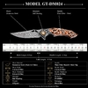 Portable EDC Hardware Tool GT-DM024 Damascus Steel Pocket Knife Fiber Board Handle Smooth Ball Bearing Flipper Knife
