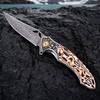 Portable EDC Hardware Tool GT-DM024 Damascus Steel Pocket Knife Fiber Board Handle Smooth Ball Bearing Flipper Knife