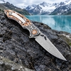 Portable EDC Hardware Tool GT-DM024 Damascus Steel Pocket Knife Fiber Board Handle Smooth Ball Bearing Flipper Knife