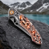 Portable EDC Hardware Tool GT-DM024 Damascus Steel Pocket Knife Fiber Board Handle Smooth Ball Bearing Flipper Knife