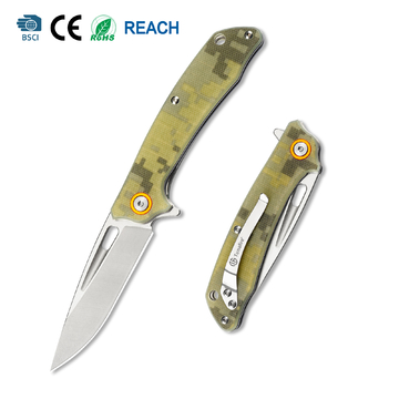 8CR13MOV Stonewash Folding Knife G10 Handle Ball Bearing EDC Pocket Knife GT-T0057