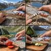 Tunafire Survival EDC Flipper Knife GT-BS305, Damascus Blade with Colored Shell Handle for Outdoor Adventure