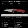 Tunafire Knife VG-10 Core Damascus Folding Knife GT-K4020, Ball Bearing EDC Knife with Dalbergia Handle Tunafire Knife VG-10 Core Damascus Folding Knife GT-K4020, Ball Bearing EDC Knife with Dalbergia Handle