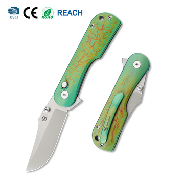Tunafire GT-T0074-2 Knife VG10 Steel 2.9"Blade , Titanium Handle Ceramic Ball Bearing Pocket Knife EDC