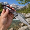 Everyday Carry Damascus Pocket Knife GT-DM017, Ball Bearing Mechanism & Solid Rosewood Handle Folding Knife Tuanfire Everyday Carry Damascus Pocket Knife GT-DM017, Ball Bearing Mechanism & Solid Rosewood Handle Folding Knife Tuanfire